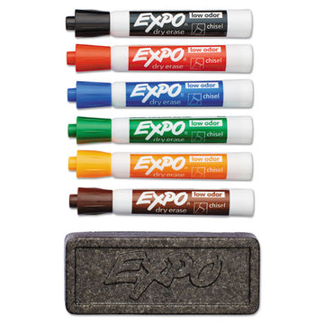 EXPO® Low-odor Dry Erase Marker And Organizer Kit, Broad Chisel Tip, Assorted Colors, 6-set freeshipping - TVN Wholesale